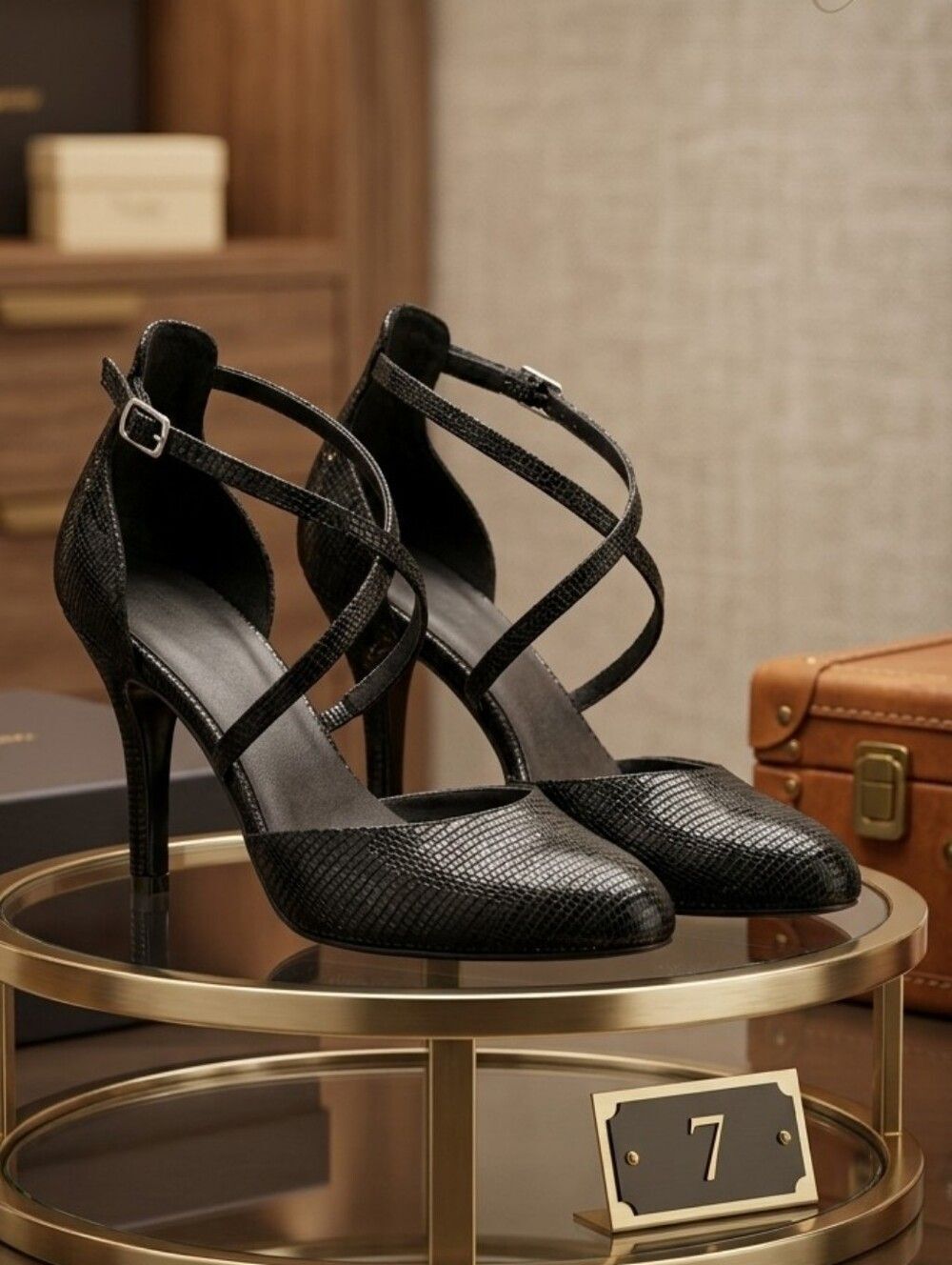 Women's Black Strappy Pointed-Toe Heels